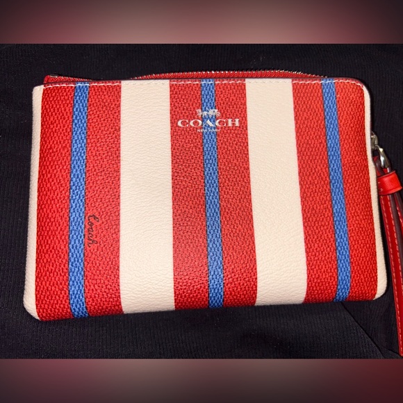 COACH Corner Zip Wristlet With Stripe Print - Picture 2 of 9